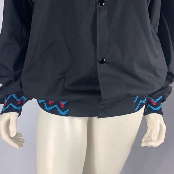 Vintage Black Aztec Snap Down Bomber Jacket Size Large - Picture 3 of 13
